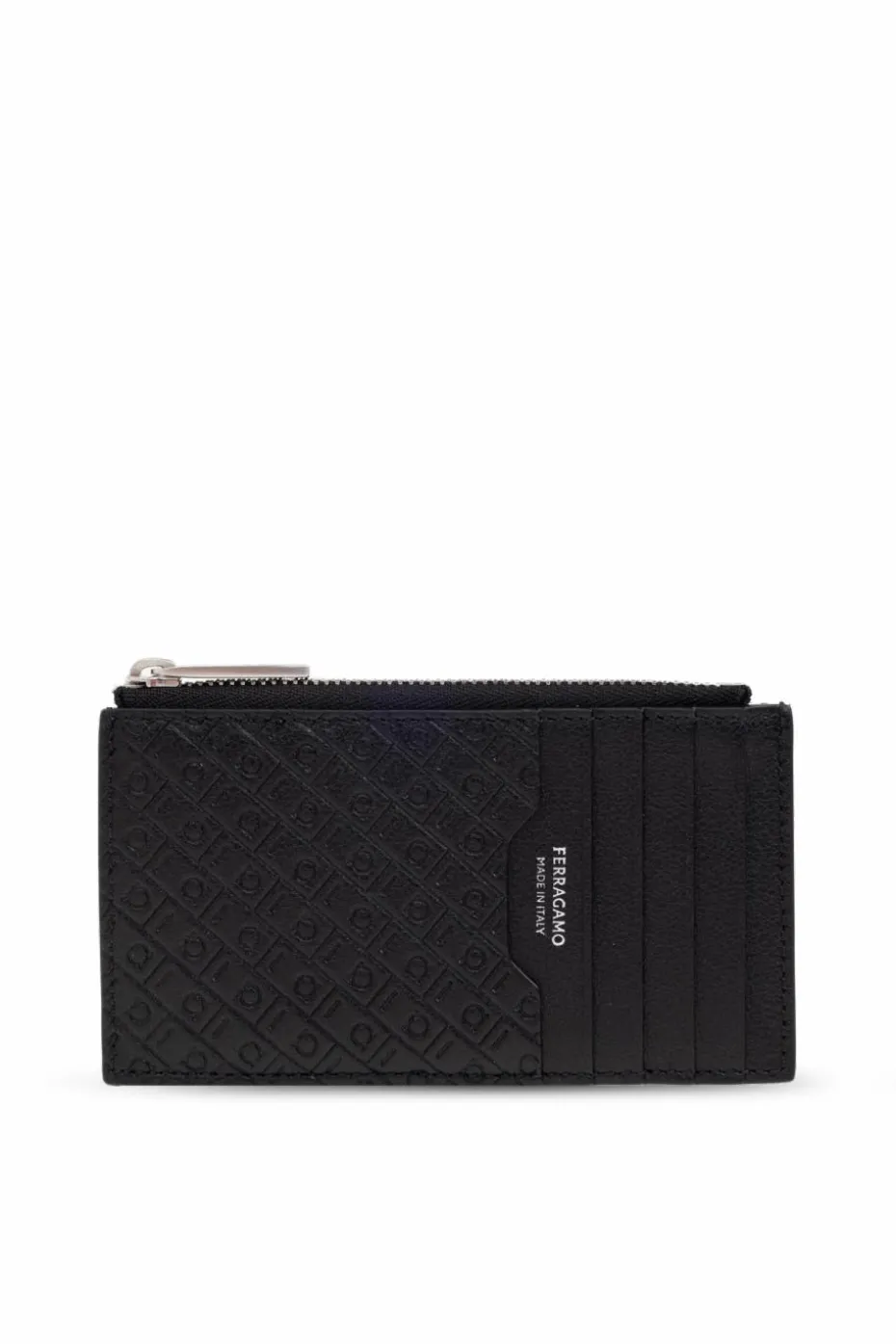 FERRAGAMO CZARNY Skórzane etui na karty