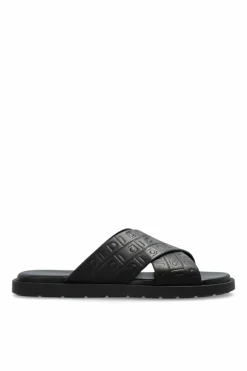 FERRAGAMO CZARNY Skórzane klapki `Brise`