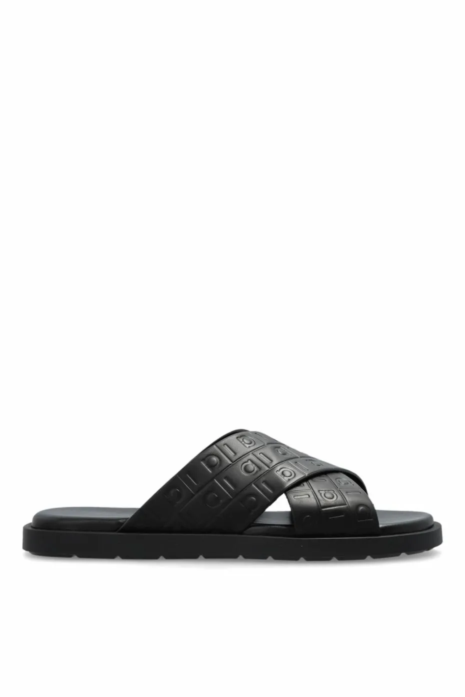 FERRAGAMO CZARNY Skórzane klapki `Brise`