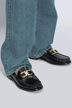 FERRAGAMO CZARNY Skórzane buty ‘Maryan’