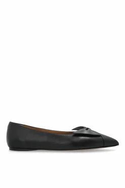 FERRAGAMO CZARNY Skórzane baleriny z kokardą