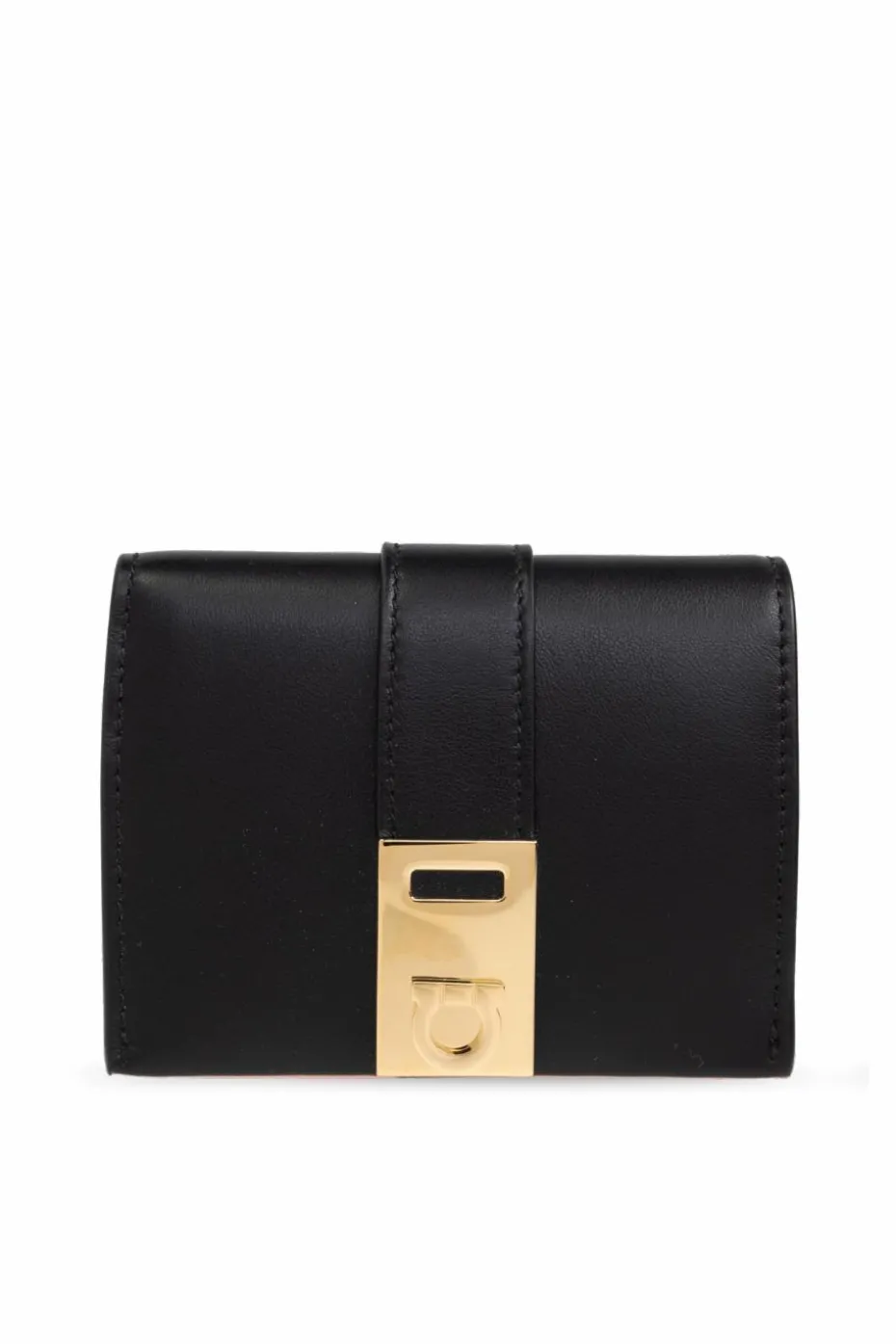 FERRAGAMO CZARNY Skórzany portfel z logo