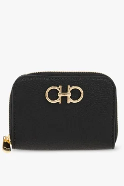 FERRAGAMO CZARNY Skórzany portfel