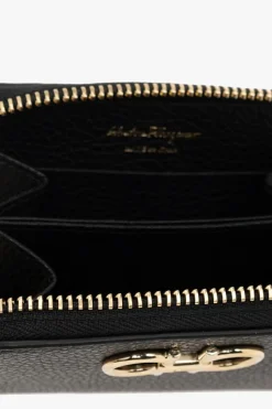 FERRAGAMO CZARNY Skórzany portfel