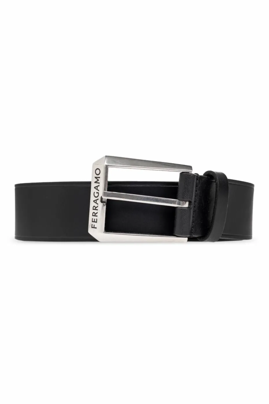 FERRAGAMO CZARNY Skórzany pasek