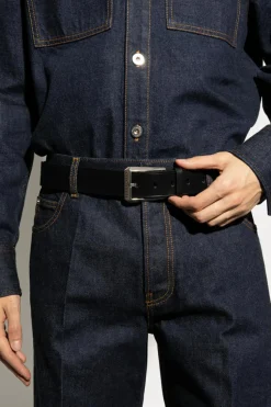 FERRAGAMO CZARNY Skórzany pasek