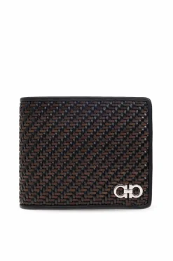 FERRAGAMO CZARNY Skórzany portfel z logo