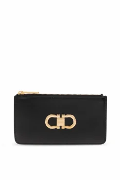FERRAGAMO CZARNY Skórzany portfel