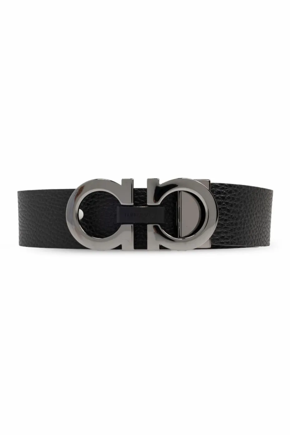 FERRAGAMO CZARNY Skórzany pas