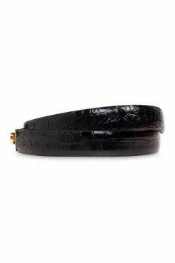 FERRAGAMO CZARNY Skórzany pasek