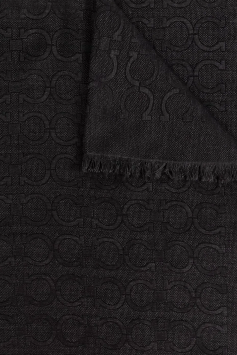FERRAGAMO CZARNY Szal z monogramem
