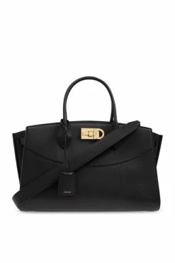 FERRAGAMO CZARNY Torba na ramię `Noth-South Hobo Large`