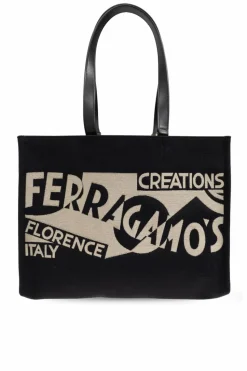 FERRAGAMO CZARNY Torba `Sing M` typu `shopper`