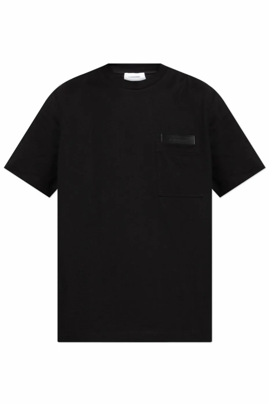 FERRAGAMO CZARNY T-shirt z kieszenią