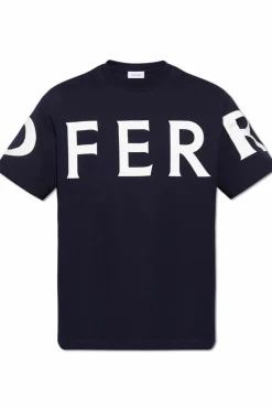 FERRAGAMO CZARNY T-shirt z nadrukiem