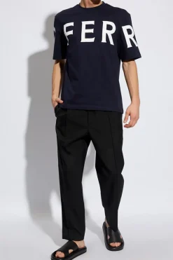FERRAGAMO CZARNY T-shirt z nadrukiem