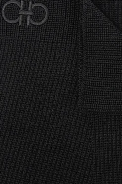 FERRAGAMO CZARNY Wełniany szal