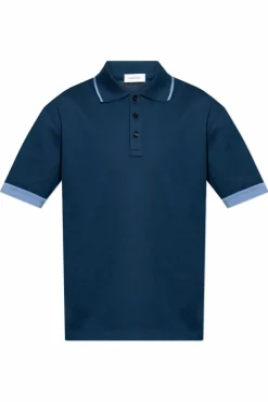 FERRAGAMO GRANATOWY Bawełniane polo