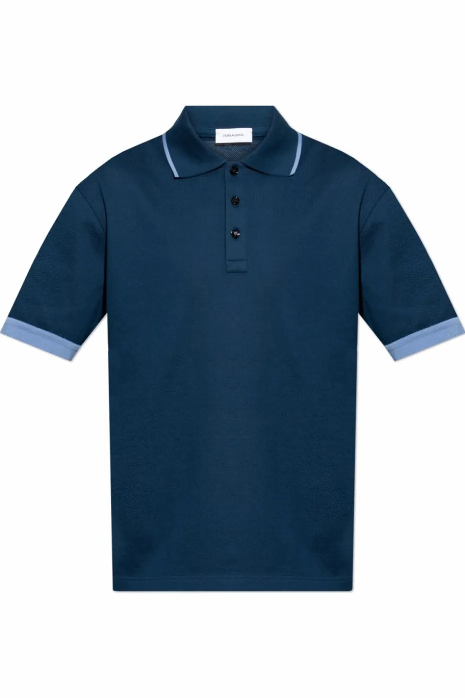 FERRAGAMO GRANATOWY Bawełniane polo