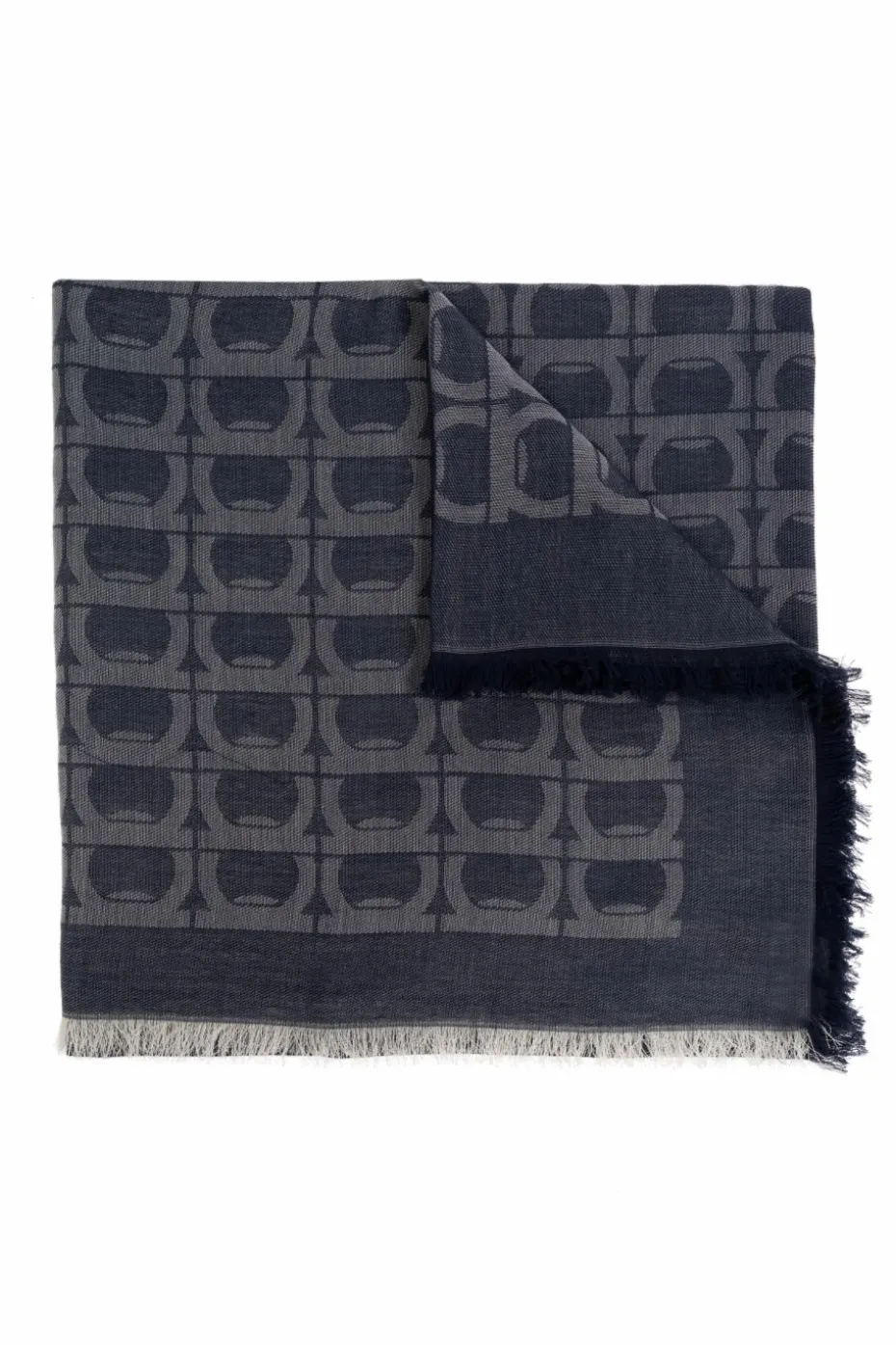 FERRAGAMO GRANATOWY Chusta z monogramem