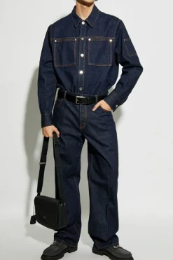 FERRAGAMO GRANATOWY Jeansy z logo