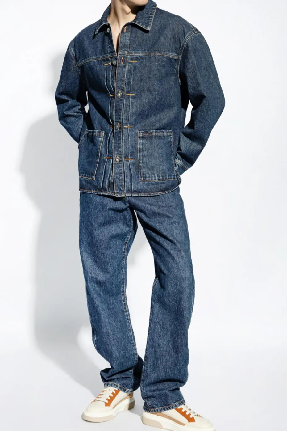 FERRAGAMO GRANATOWY Jeansowa kurtka
