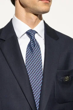 FERRAGAMO GRANATOWY Jedwabny krawat