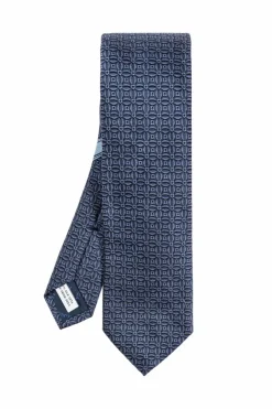 FERRAGAMO GRANATOWY Jedwabny krawat
