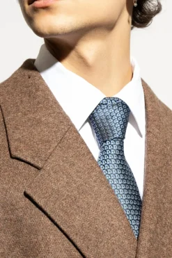 FERRAGAMO GRANATOWY Jedwabny krawat
