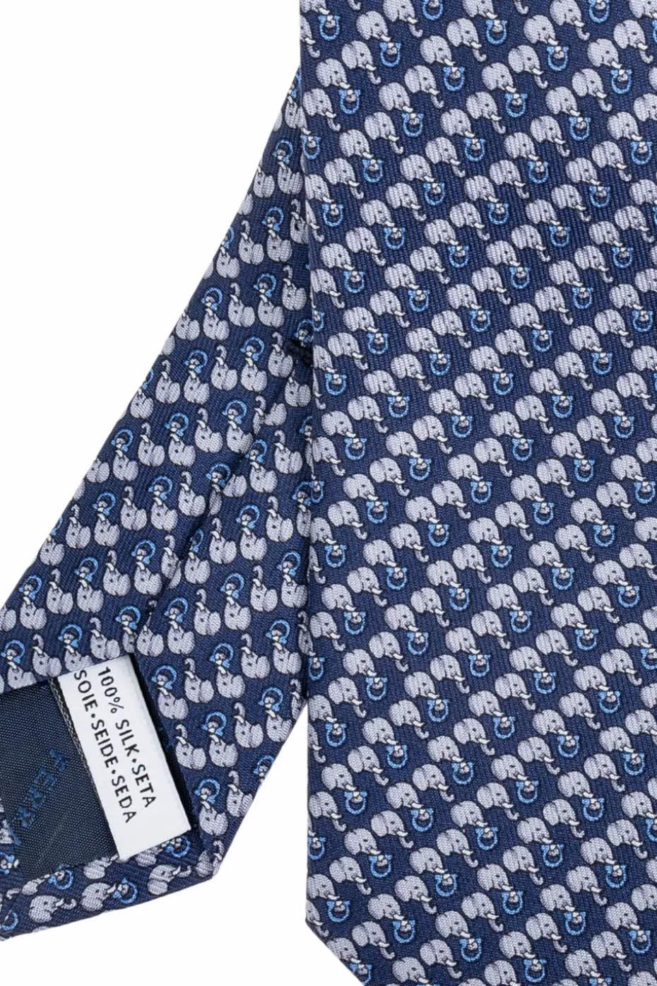 FERRAGAMO GRANATOWY Jedwabny krawat