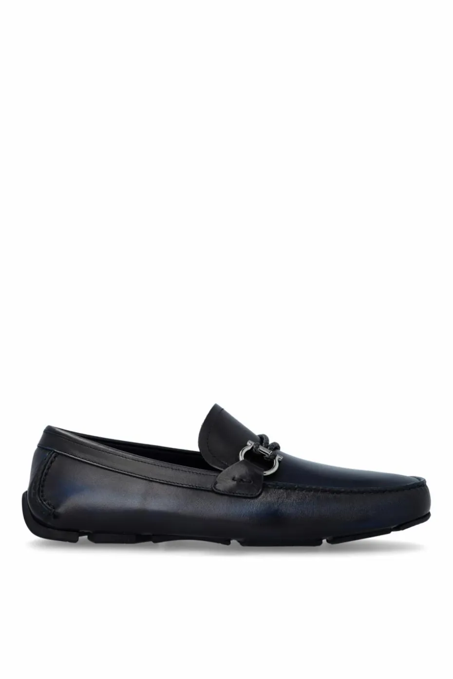 FERRAGAMO GRANATOWY Mokasyny `Front`
