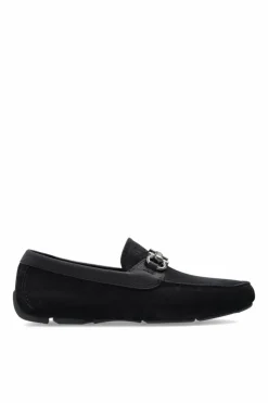 FERRAGAMO GRANATOWY Mokasyny `Parigi New`