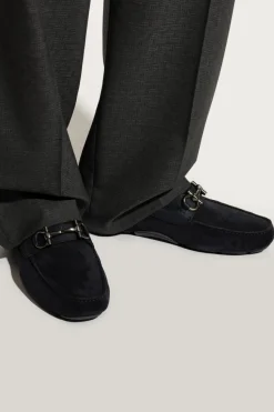 FERRAGAMO GRANATOWY Mokasyny `Parigi New`