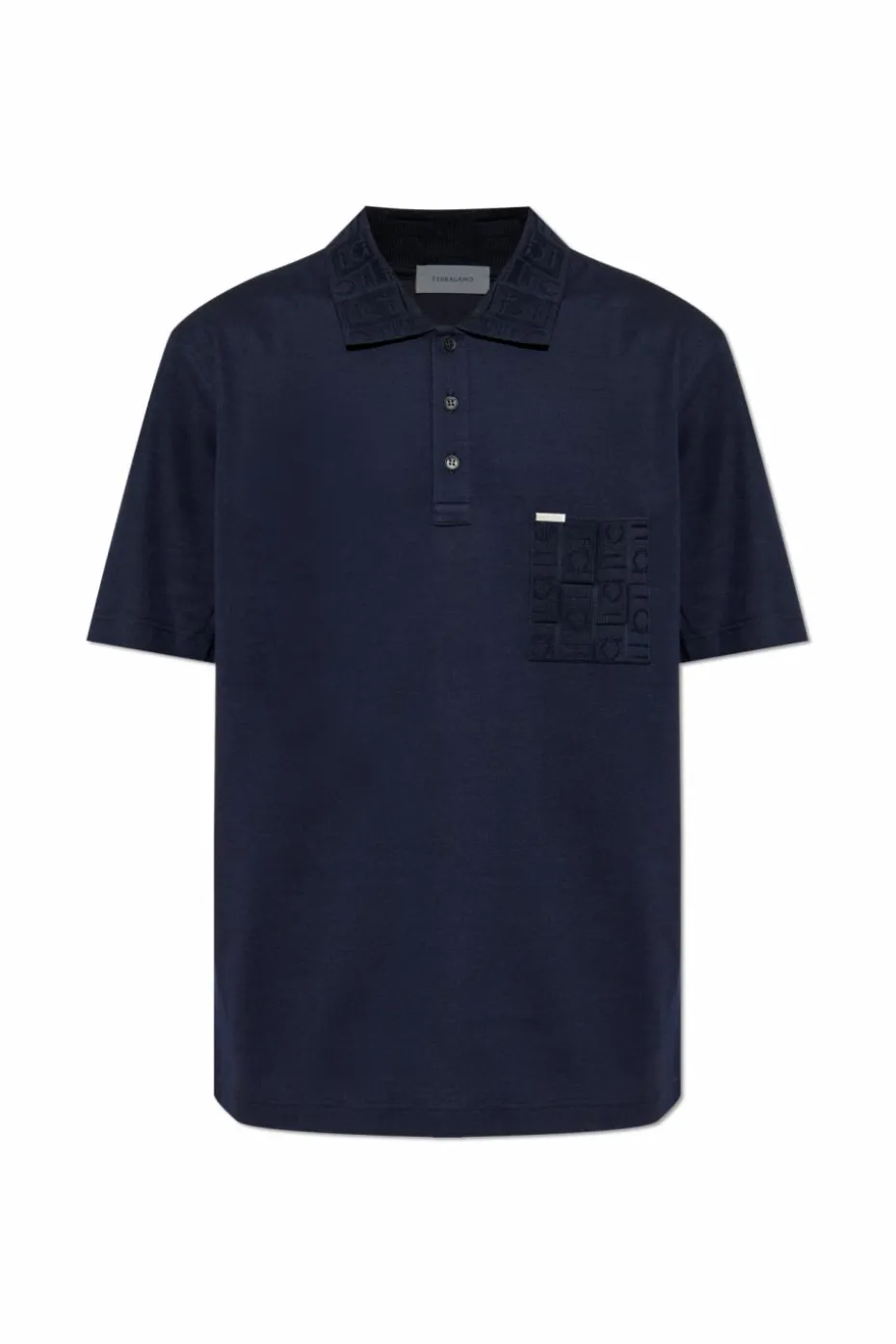 FERRAGAMO GRANATOWY Polo z kieszenią