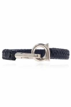 FERRAGAMO GRANATOWY Skórzana bransoleta