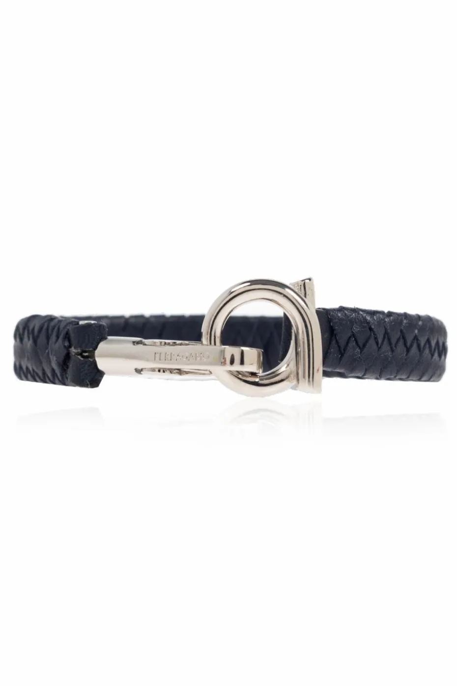 FERRAGAMO GRANATOWY Skórzana bransoleta