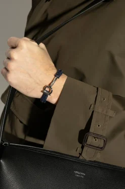 FERRAGAMO GRANATOWY Skórzana bransoleta