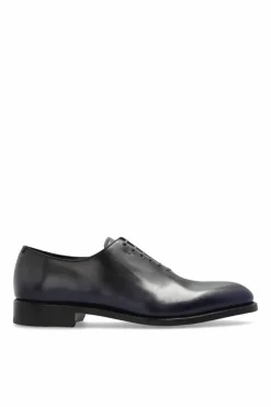 FERRAGAMO GRANATOWY Skórzane buty `Angiolo