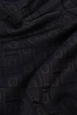 FERRAGAMO GRANATOWY Szal z monogramem