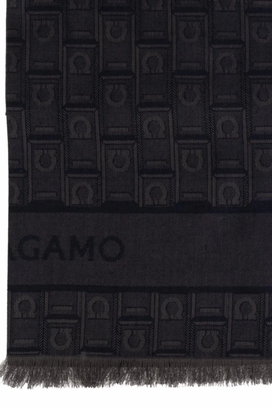 FERRAGAMO GRANATOWY Szal z monogramem
