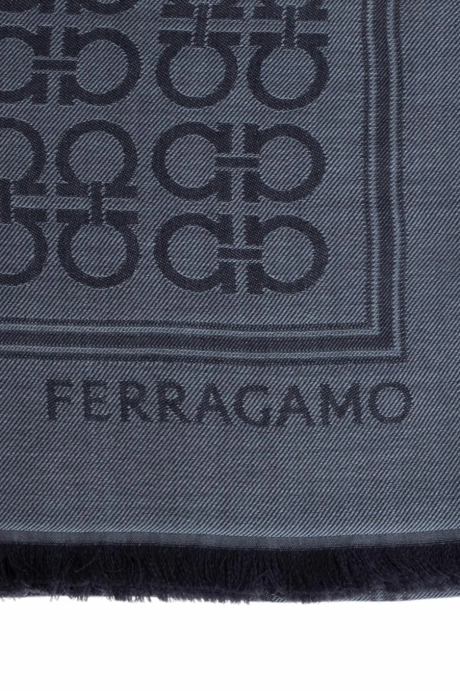 FERRAGAMO GRANATOWY Szal z monogramem