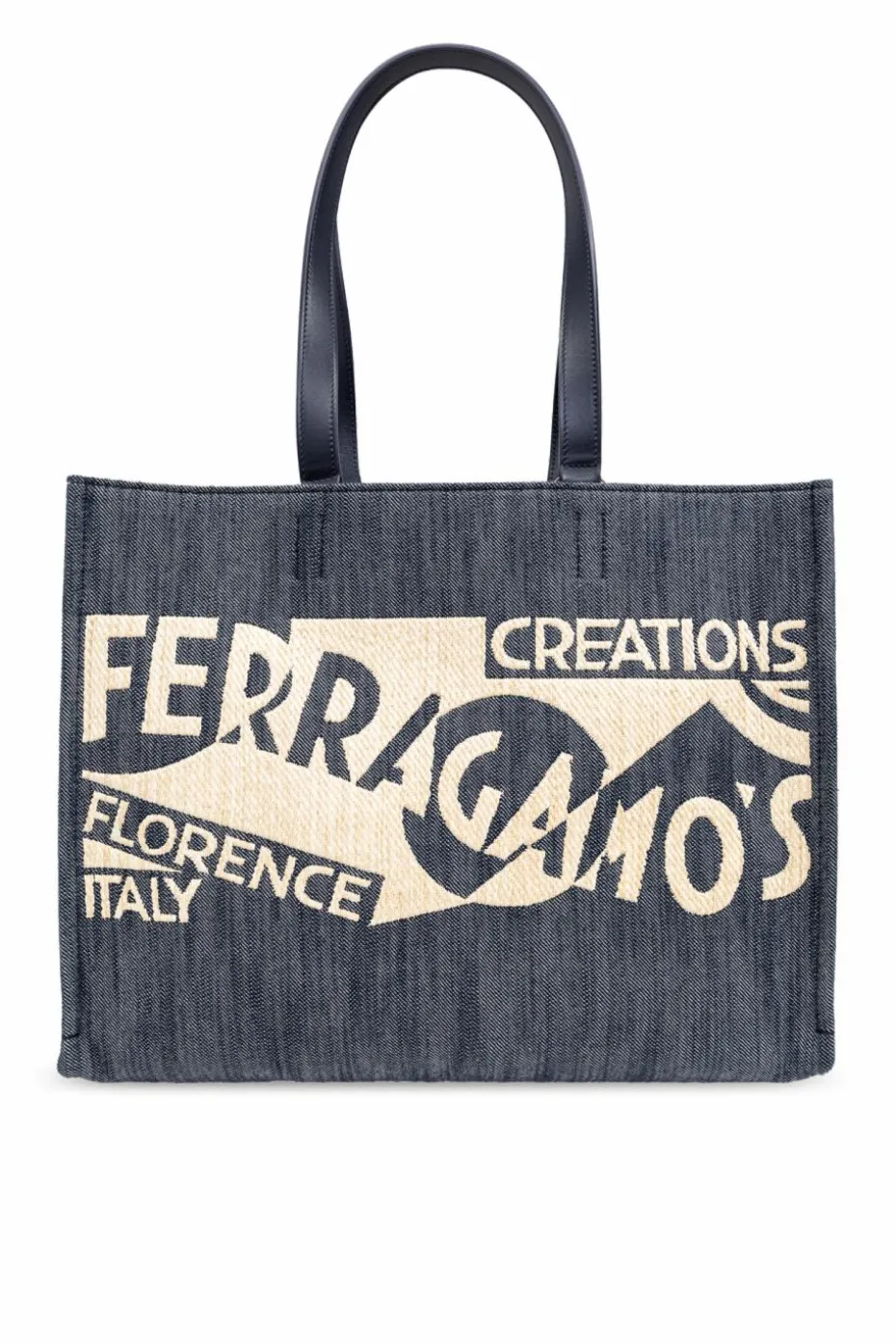 FERRAGAMO GRANATOWY Torba ‘Sign M’ typu ‘shopper’