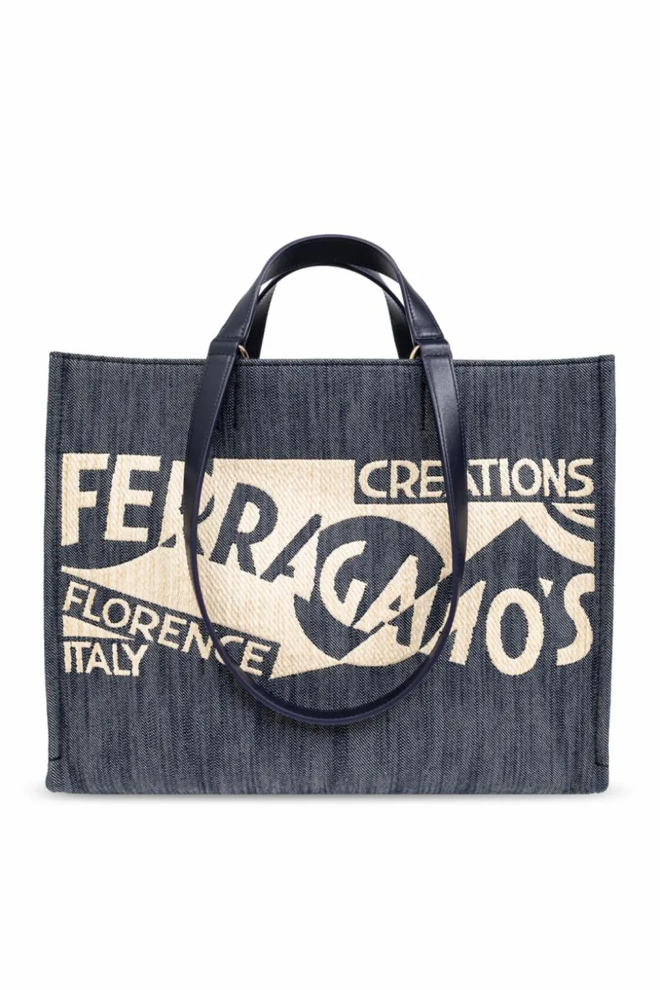 FERRAGAMO GRANATOWY Torba ‘Sign M’ typu ‘shopper’