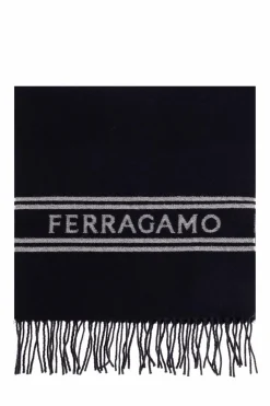 FERRAGAMO GRANATOWY Wełniany szal