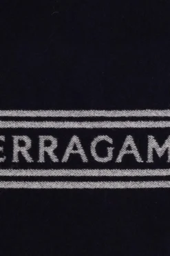 FERRAGAMO GRANATOWY Wełniany szal