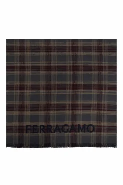 FERRAGAMO GRANATOWY Wełniany szal