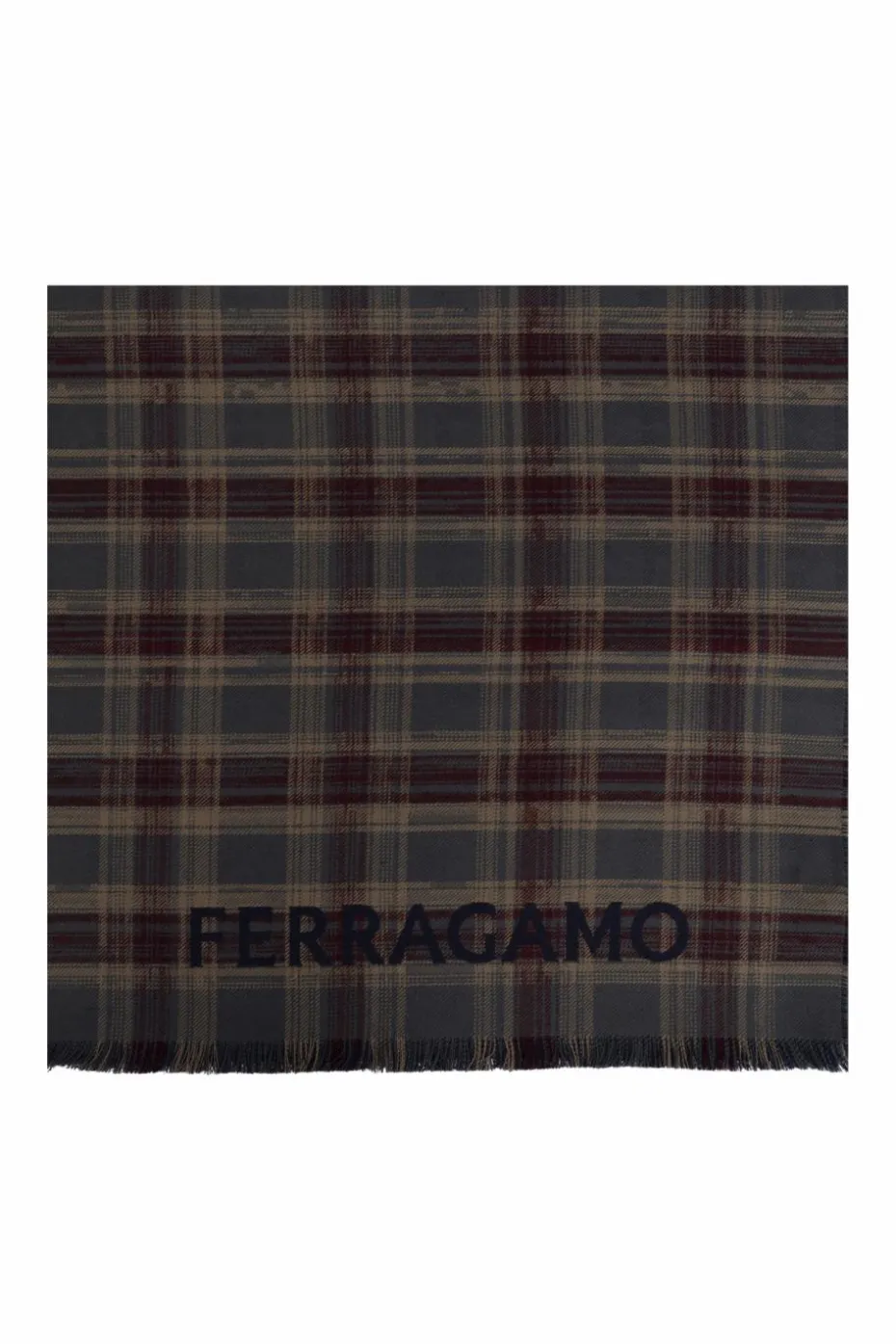 FERRAGAMO GRANATOWY Wełniany szal