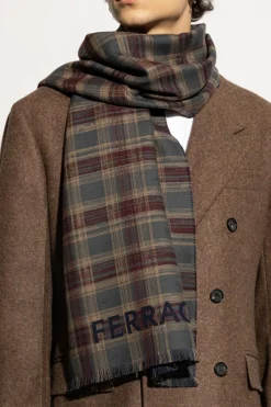FERRAGAMO GRANATOWY Wełniany szal