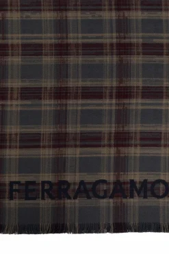 FERRAGAMO GRANATOWY Wełniany szal