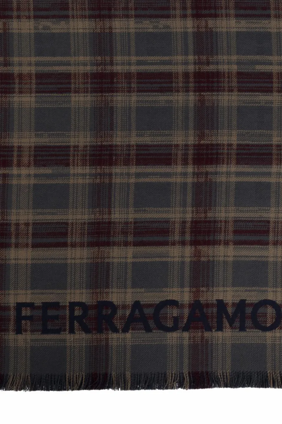 FERRAGAMO GRANATOWY Wełniany szal